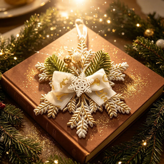 White & Gold Snowflake Christmas Decor - 3 Pack
