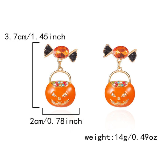 Gothic Pumpkin Ghost Drop Earrings - ER25Y0249-2