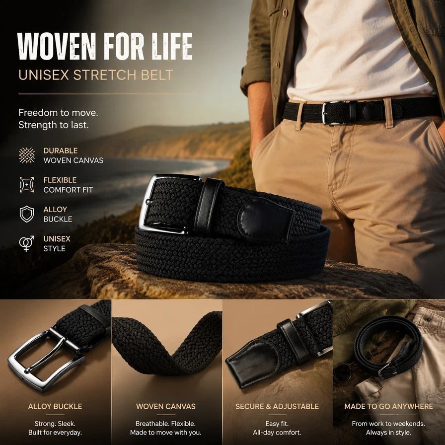 Woven Stretch Belt - Blue Khaki