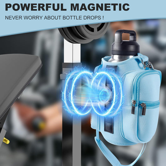 Magnetic Fitness Water Bottle Bag - Blue