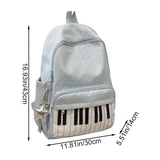 Piano Print Backpack - blue