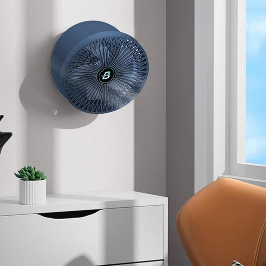 Wall-Mount Rechargeable Fan - Blue