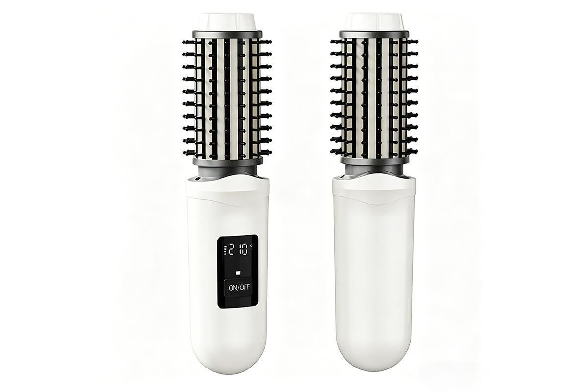 Cordless Hair Straightener Brush - Grey