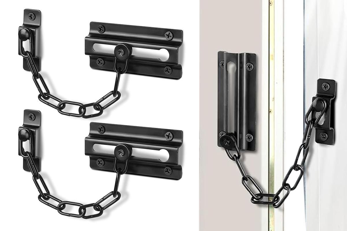 Door Security Chain Locks 2 Pack - Silver