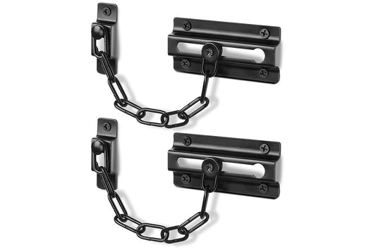 Door Security Chain Locks 2 Pack - Black