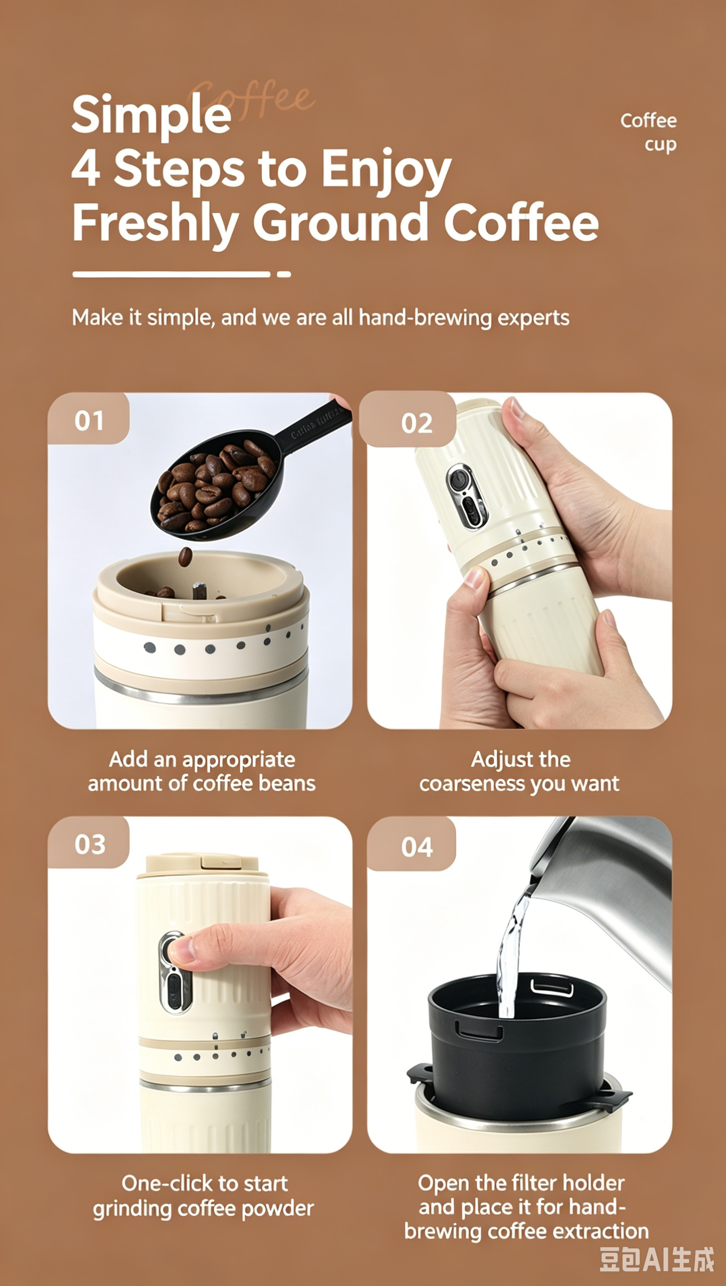 Portable Electric Coffee Maker with Grinder
