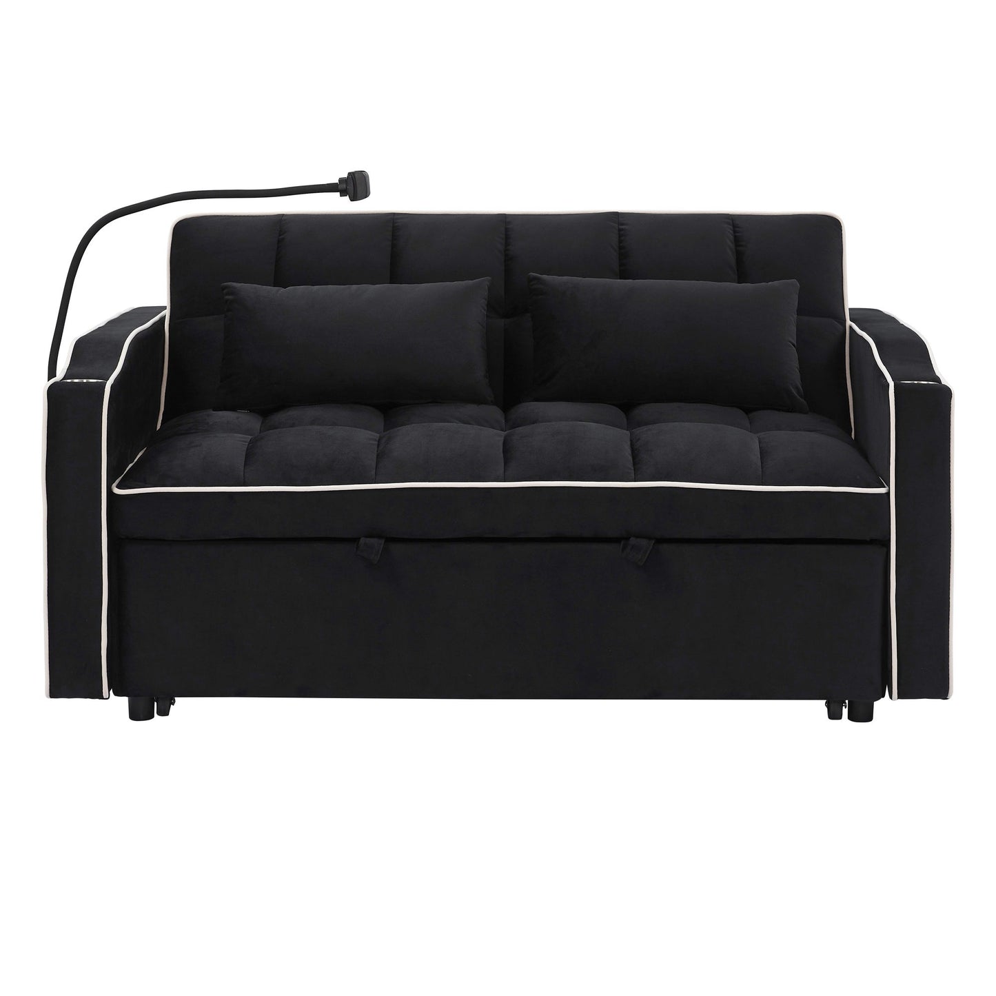 Foldable Velvet Sofa Bed - Light Grey