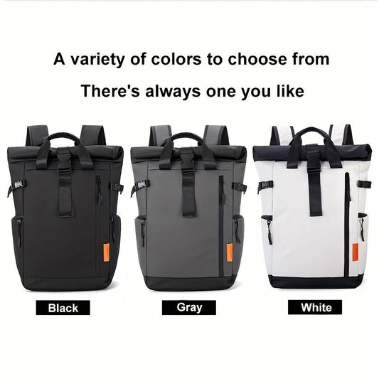Roll-Top Travel Backpack - White M