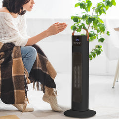 Pursonic Portable Electric Ceramic Tower Heater with Oscillation and Remote Control - Black, Fast Heating, Quiet Operation for Spaces up to 30m2