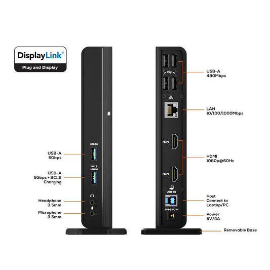 mbeat USB-C/A Dual HDMI DisplayLink Docking Station
