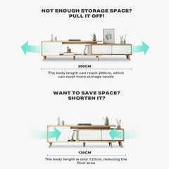 Adjustable Entertainment Unit TV Stand 120-190cm with Storage Drawer Cabinet