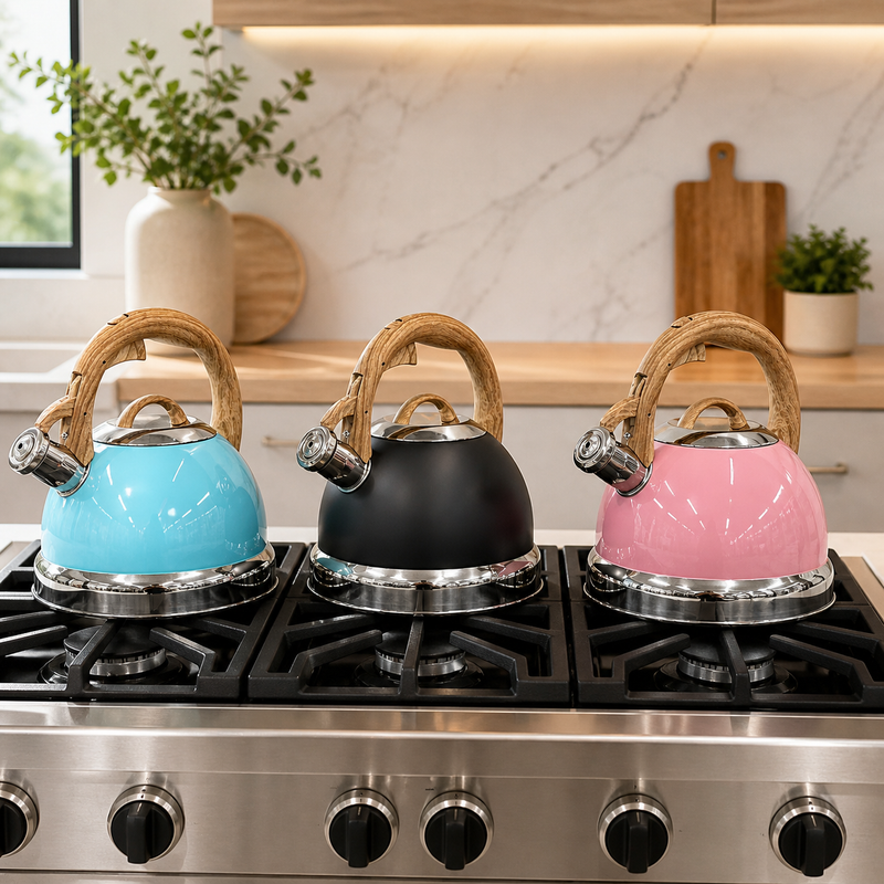 2.9L Black Stainless Steel Whistling Kettle
