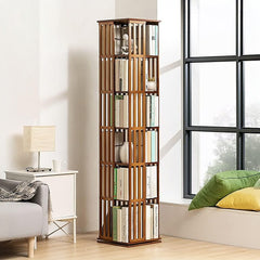 360 Rotating Bamboo Bookshelf Storage Rack