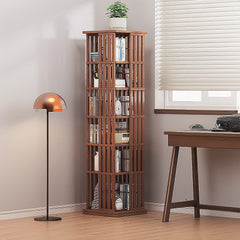 360 Rotating Bamboo Bookshelf Storage Rack