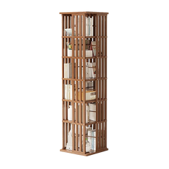 360 Rotating Bamboo Bookshelf Storage Rack