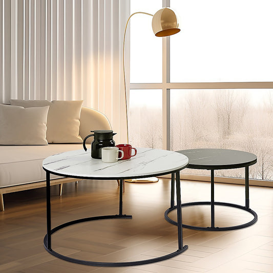 Coffee Table Round Marble Set