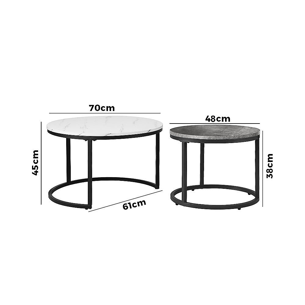 Coffee Table Round Marble Set
