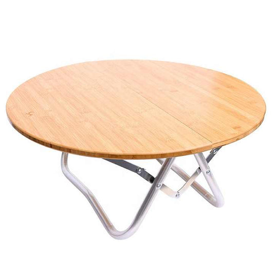 Portable Bamboo Folding Camping Table - Lightweight Round Table