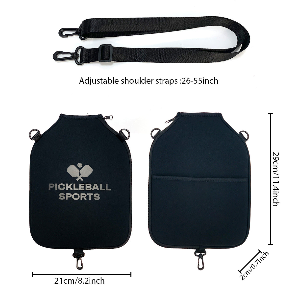 SA01 Black Neoprene Pickleball Paddle Cover (racket not included)