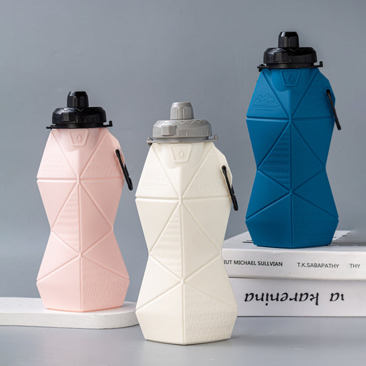 Pink and Black Cup Lid Ultimate Foldable Silicone Water Bottle