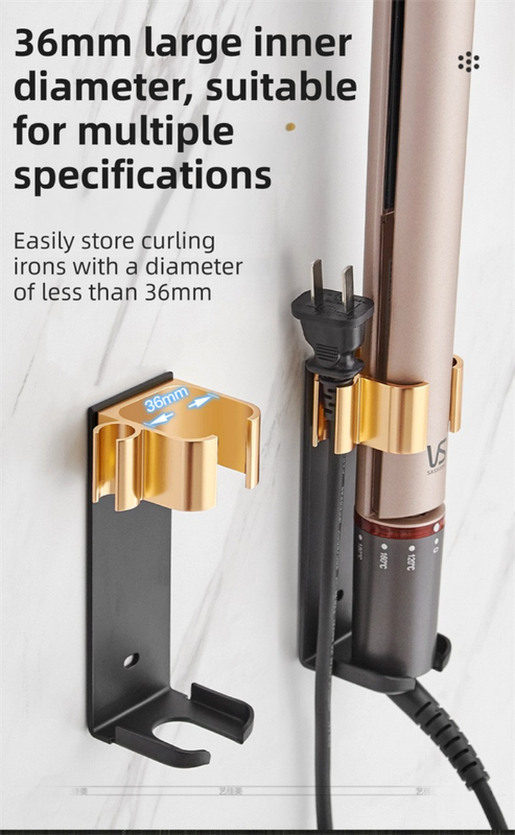 White Wall-Mounted Aluminum Curling Iron Holder