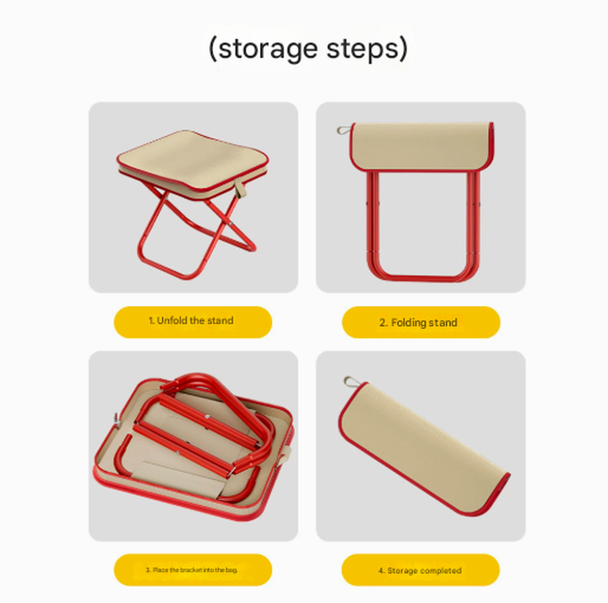 Beige 2-Piece Portable Folding Stool Set