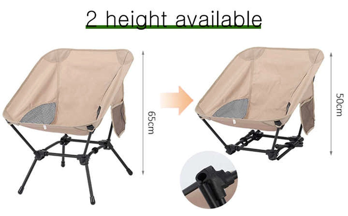 Beige Portable Lightweight Folding Beach Chair - Compact Fishing Chair