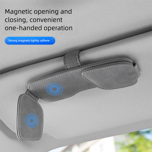 Magnetic Dual Clip Organizer with Suede Finish for Glasses, Cards & Tickets