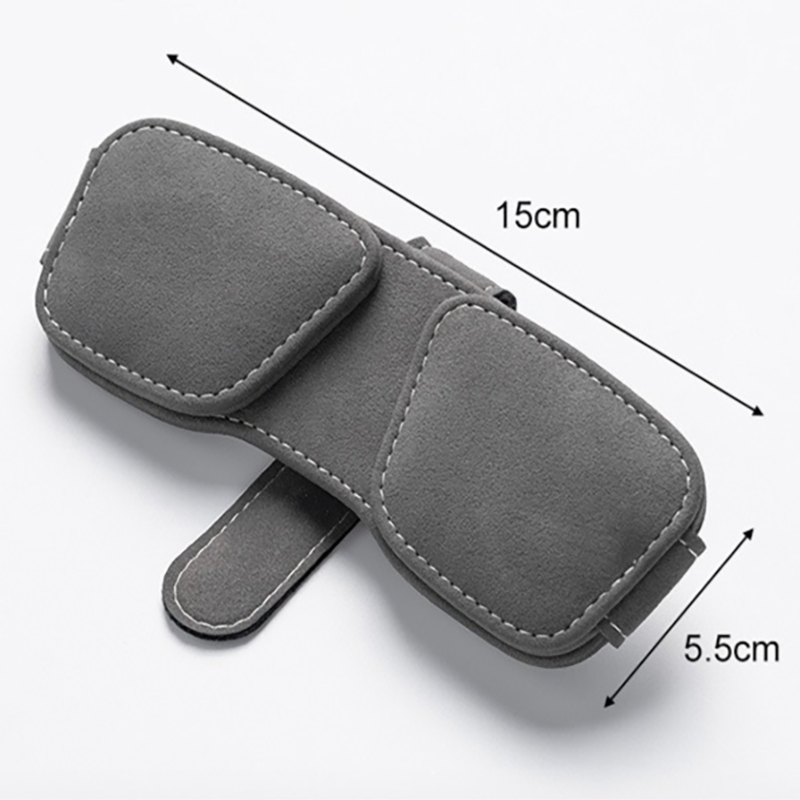 Brown Car Sun Visor Sunglasses Holder – Magnetic Dual Clip Organizer with Suede Finish, No-Drill Mounting for Glasses, Cards & Tickets