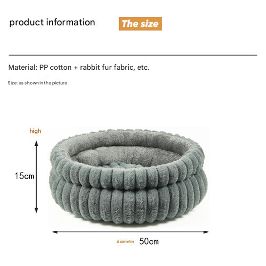 White Plush Round Pet Bed with Removable Cushion M Size, Thickened Warm Dog and Cat Nest for Small to Medium Pets, Cozy and Soft Sleeping Space for Home Use(Cut-out version)