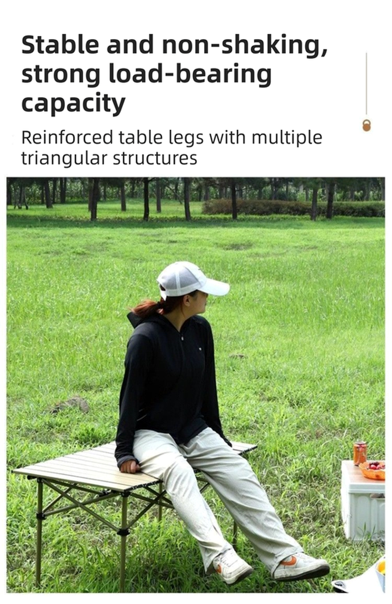 95cm Khaki Portable Folding Egg Roll Camping Table