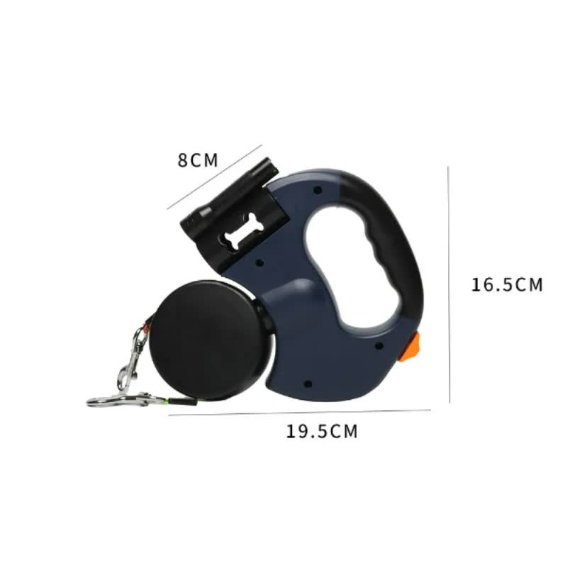 Red One-to-Two Retractable Dog Leash with One-Click Safety Lock & Night Light - 3M Tangle-Free 360° Rotation Walking Leash