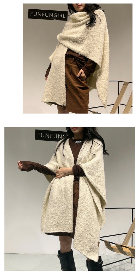 Elegant Thickened Drape Shawl & Cape Cardigan Coat
