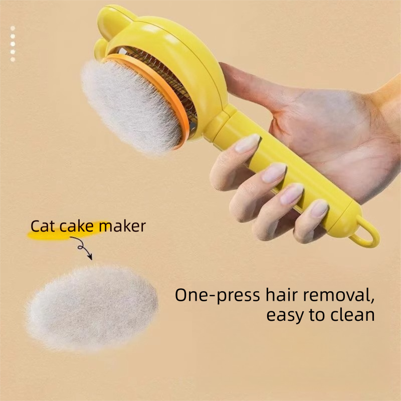 2 Pcs Pink Pet Self-Cleaning Slicker Brush for Cats and Dogs - Rabbit Ear Design with Stainless Steel Needles and ABS Handle - Gentle Deshedding and Massage Tool for Long Hair Breeds