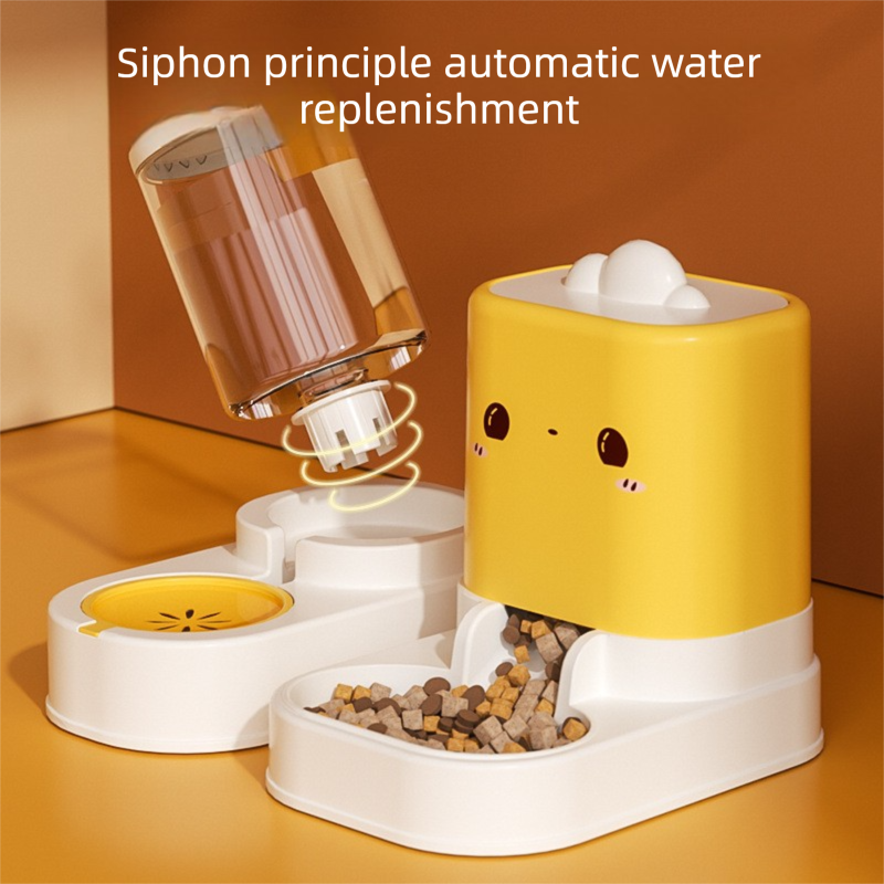 Pink Cat & Dog Automatic Feeder & Waterer Set – 2-in-1 Dry & Wet Separation Station with 2200ml Food & 1000ml Water Capacity