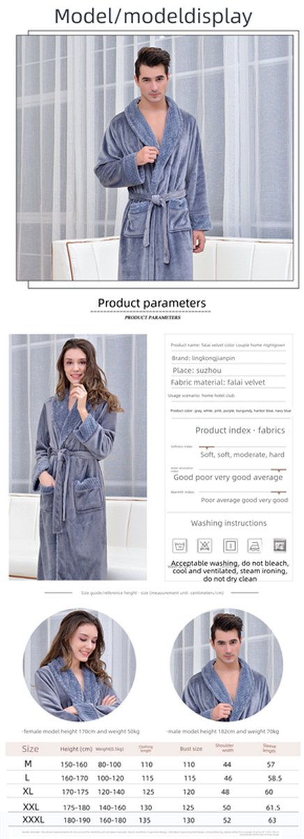 White 3XL Size Plush Flannel Robe