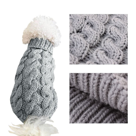 Black M size Cosy Cable Knit Dog Jumper