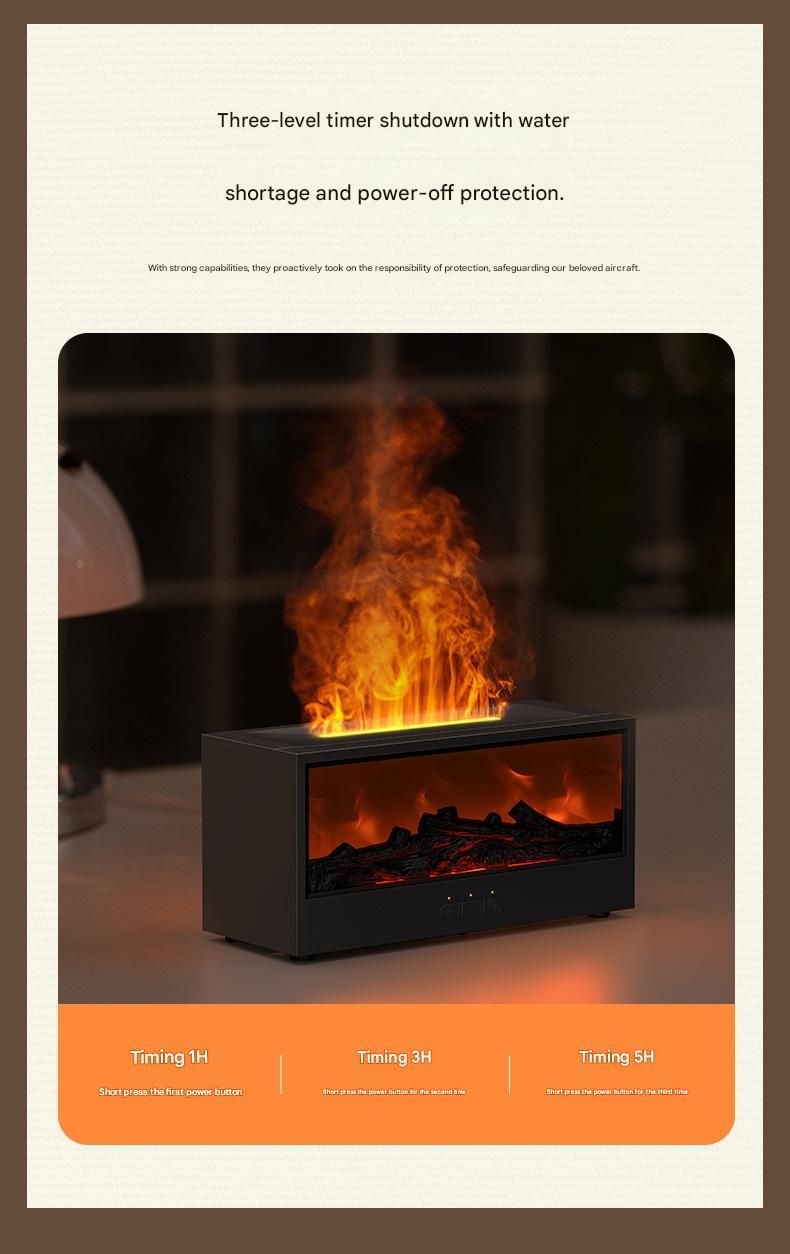 Black casing 3D Flame Effect Aroma Diffuser and Humidifier