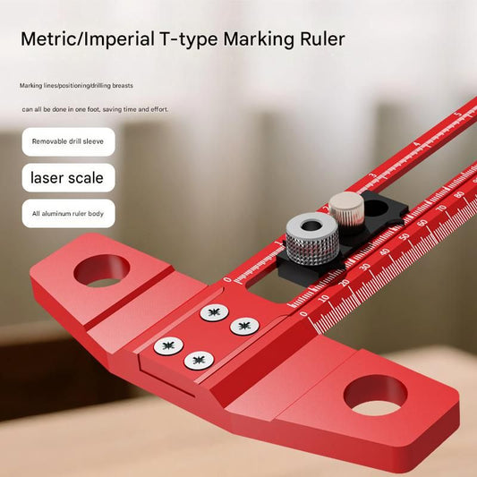 Red Aluminium T-Square Ruler 0-400mm