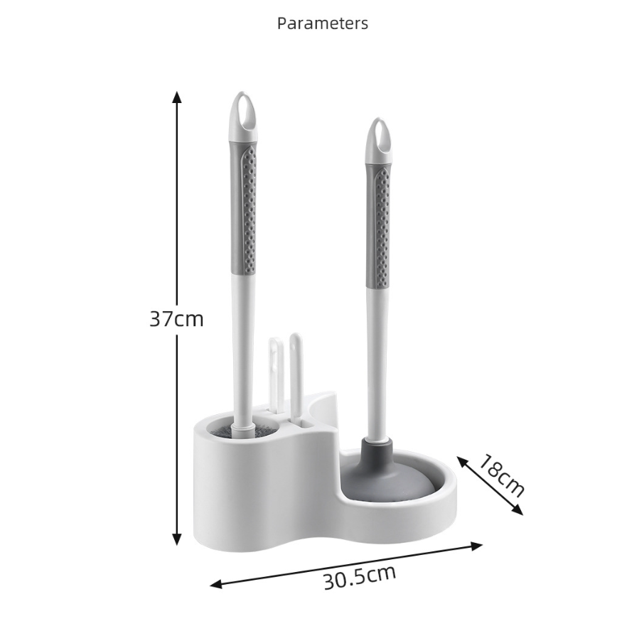 4 in 1 Bathroom Plunger and Brush Kit with Wall Mount Holder