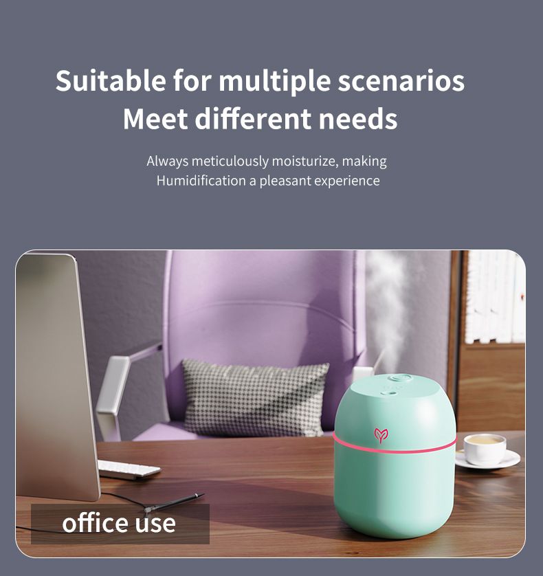 Desktop Ultrasonic Air Humidifier with Colorful LED Light