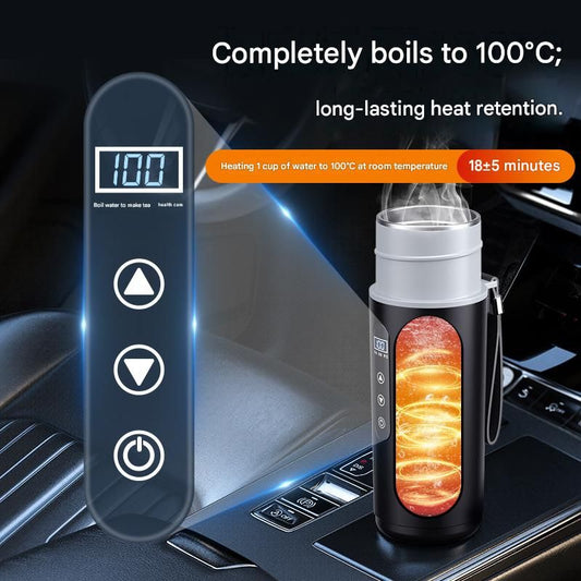 Black 500ml Portable Car Kettle - 12V/24V