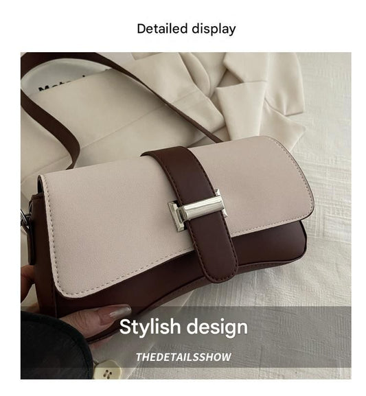 Coffee Retro Baguette Crossbody Bag