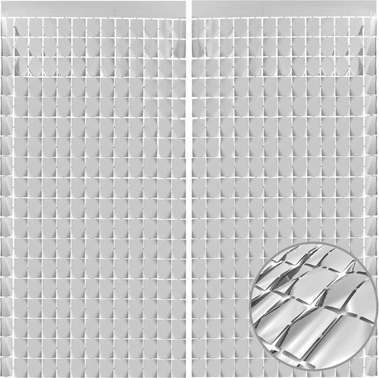 Silver 3D Foil Fringe Backdrop - 2 Pack