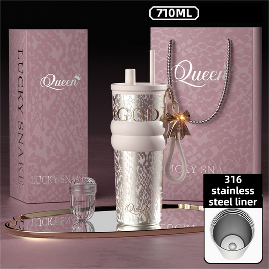 The Queen Tumbler: Dual-Lid Straw & Tea Infuser Travel Mug