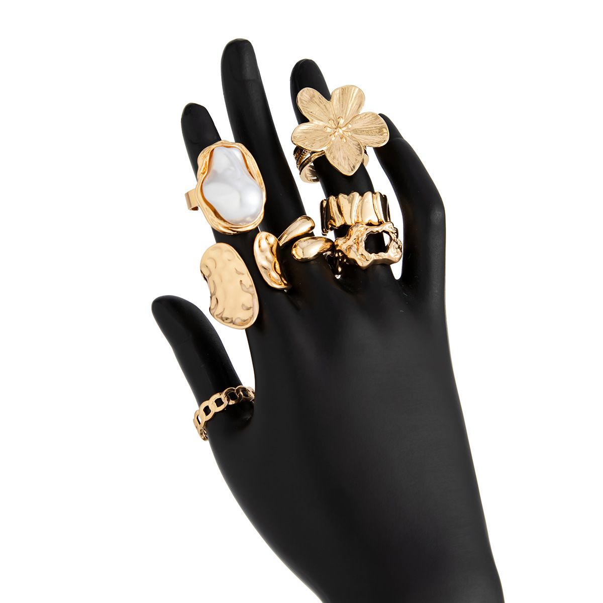 Hollow Joint Knuckle Ring for Women, Gold + White + Orange