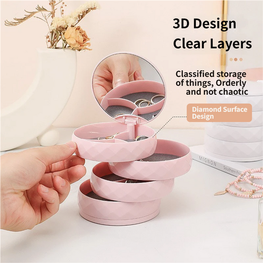 2-Pack 4-Tier Rotating Jewelry Organizer Box - White