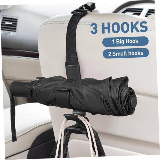 2PCS Multifunctional Car Seat Back Triple Hooks Organizer for Purses Umbrellas Bags