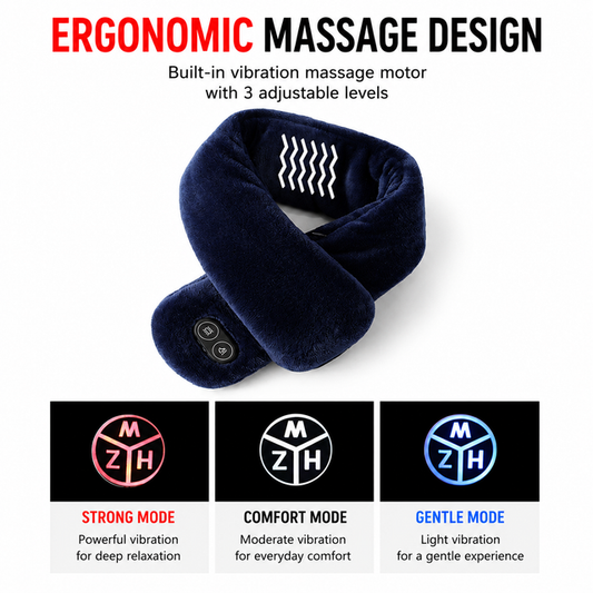White Plush USB Heated Massage Neck Scarf