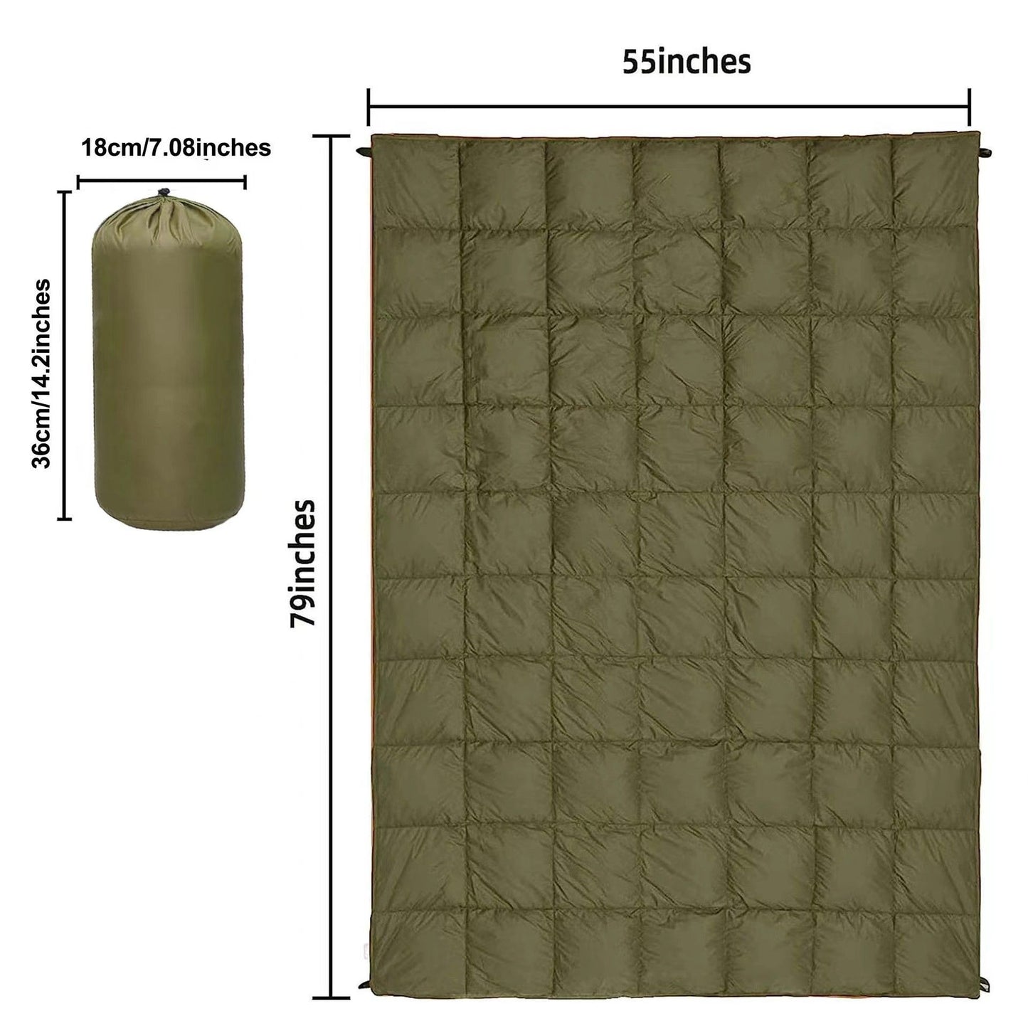 Green Wearable Camping Blanket with Storage Bag - 200 x 140cm
